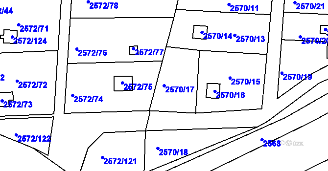 Parcela st. 2570/17 v KÚ Rychnov nad Kněžnou, Katastrální mapa