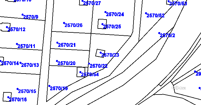 Parcela st. 2570/23 v KÚ Rychnov nad Kněžnou, Katastrální mapa