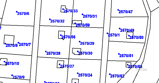 Parcela st. 2570/29 v KÚ Rychnov nad Kněžnou, Katastrální mapa