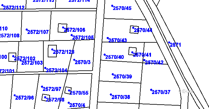 Parcela st. 2570/40 v KÚ Rychnov nad Kněžnou, Katastrální mapa