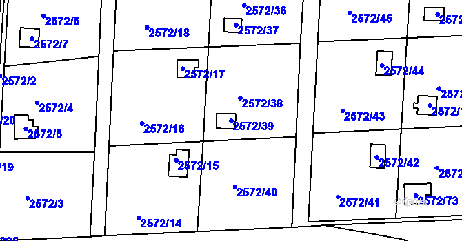 Parcela st. 2572/39 v KÚ Rychnov nad Kněžnou, Katastrální mapa