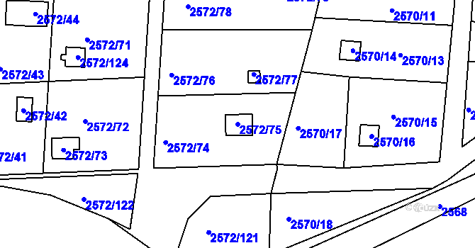 Parcela st. 2572/75 v KÚ Rychnov nad Kněžnou, Katastrální mapa