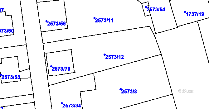 Parcela st. 2573/12 v KÚ Rychnov nad Kněžnou, Katastrální mapa