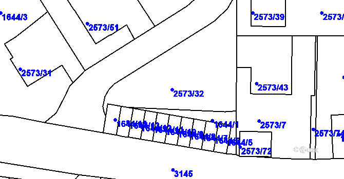 Parcela st. 2573/32 v KÚ Rychnov nad Kněžnou, Katastrální mapa