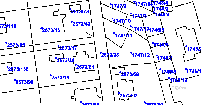 Parcela st. 2573/33 v KÚ Rychnov nad Kněžnou, Katastrální mapa