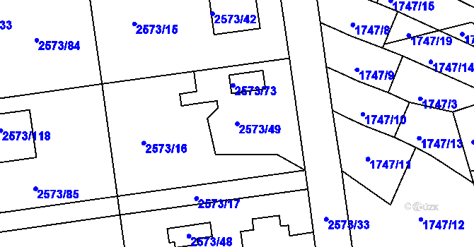 Parcela st. 2573/49 v KÚ Rychnov nad Kněžnou, Katastrální mapa