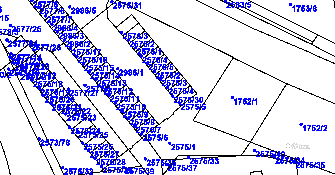 Parcela st. 2575/4 v KÚ Rychnov nad Kněžnou, Katastrální mapa