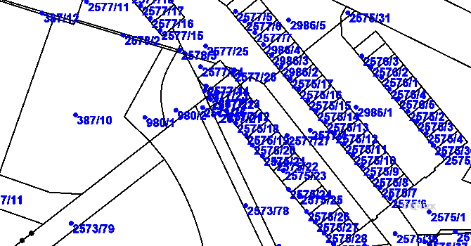 Parcela st. 2575/18 v KÚ Rychnov nad Kněžnou, Katastrální mapa