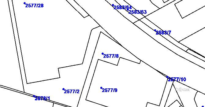 Parcela st. 2577/8 v KÚ Rychnov nad Kněžnou, Katastrální mapa