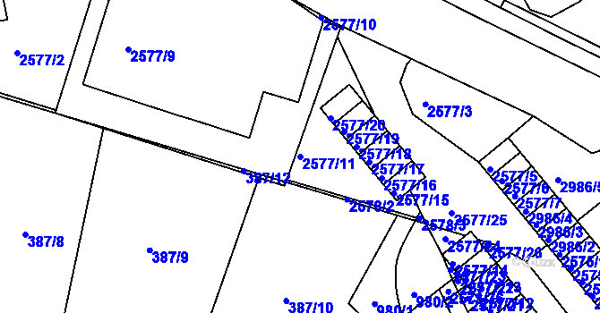 Parcela st. 2577/11 v KÚ Rychnov nad Kněžnou, Katastrální mapa