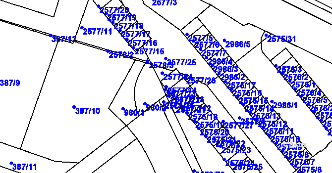 Parcela st. 2577/14 v KÚ Rychnov nad Kněžnou, Katastrální mapa