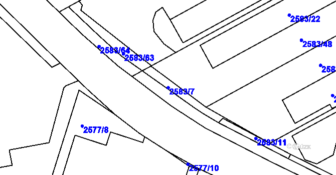 Parcela st. 2583/7 v KÚ Rychnov nad Kněžnou, Katastrální mapa