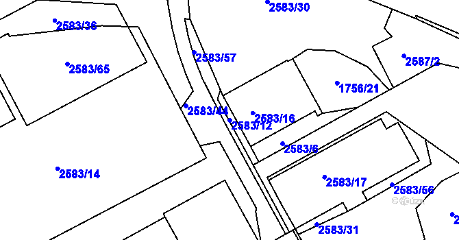 Parcela st. 2583/12 v KÚ Rychnov nad Kněžnou, Katastrální mapa