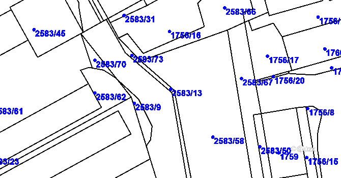 Parcela st. 2583/13 v KÚ Rychnov nad Kněžnou, Katastrální mapa