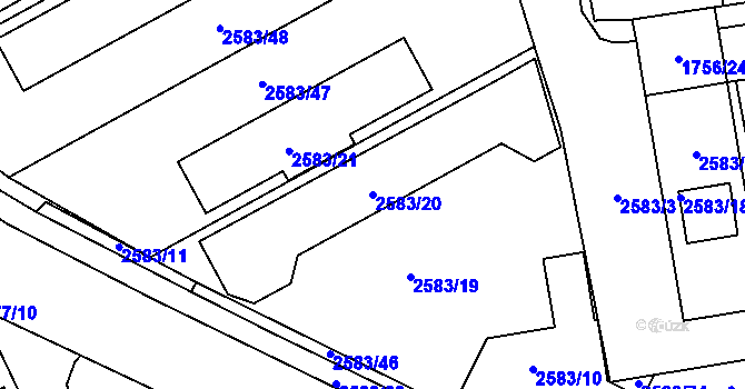Parcela st. 2583/20 v KÚ Rychnov nad Kněžnou, Katastrální mapa