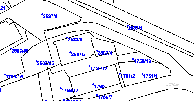 Parcela st. 2587/4 v KÚ Rychnov nad Kněžnou, Katastrální mapa