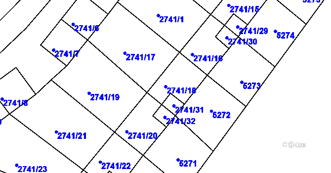 Parcela st. 2741/18 v KÚ Rychnov nad Kněžnou, Katastrální mapa