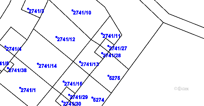 Parcela st. 2741/28 v KÚ Rychnov nad Kněžnou, Katastrální mapa