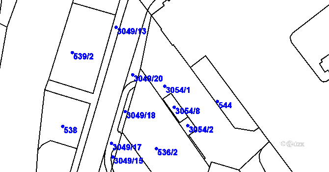 Parcela st. 3054/1 v KÚ Rychnov nad Kněžnou, Katastrální mapa