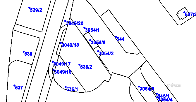 Parcela st. 3054/2 v KÚ Rychnov nad Kněžnou, Katastrální mapa