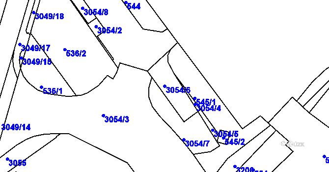 Parcela st. 3054/6 v KÚ Rychnov nad Kněžnou, Katastrální mapa