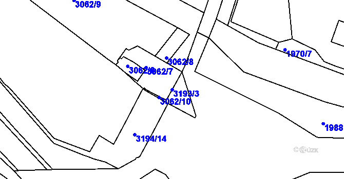 Parcela st. 3193/3 v KÚ Rychnov nad Kněžnou, Katastrální mapa