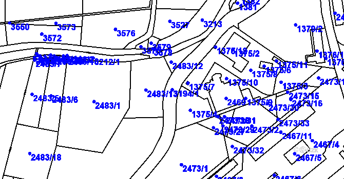 Parcela st. 3194/1 v KÚ Rychnov nad Kněžnou, Katastrální mapa