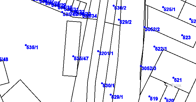 Parcela st. 3201/1 v KÚ Rychnov nad Kněžnou, Katastrální mapa