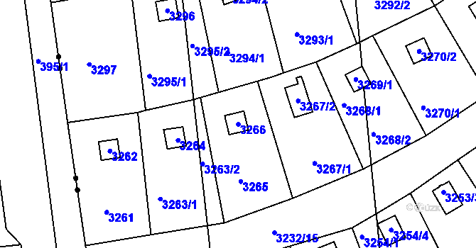 Parcela st. 3266 v KÚ Rychnov nad Kněžnou, Katastrální mapa