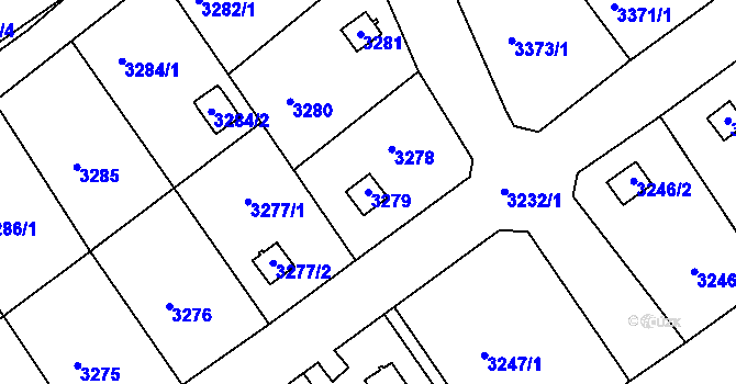 Parcela st. 3279 v KÚ Rychnov nad Kněžnou, Katastrální mapa