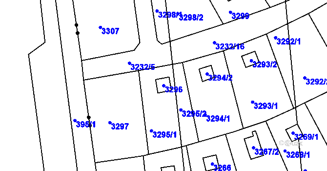 Parcela st. 3296 v KÚ Rychnov nad Kněžnou, Katastrální mapa