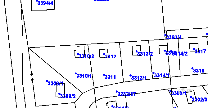 Parcela st. 3312 v KÚ Rychnov nad Kněžnou, Katastrální mapa