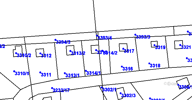 Parcela st. 3315 v KÚ Rychnov nad Kněžnou, Katastrální mapa