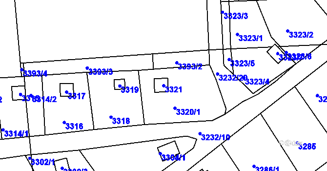 Parcela st. 3321 v KÚ Rychnov nad Kněžnou, Katastrální mapa