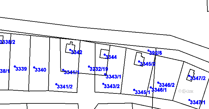 Parcela st. 3344 v KÚ Rychnov nad Kněžnou, Katastrální mapa