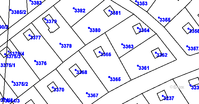 Parcela st. 3366 v KÚ Rychnov nad Kněžnou, Katastrální mapa