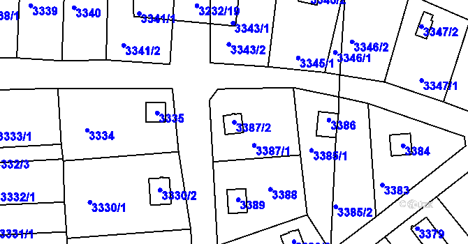 Parcela st. 3387/2 v KÚ Rychnov nad Kněžnou, Katastrální mapa