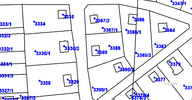 Parcela st. 3389 v KÚ Rychnov nad Kněžnou, Katastrální mapa