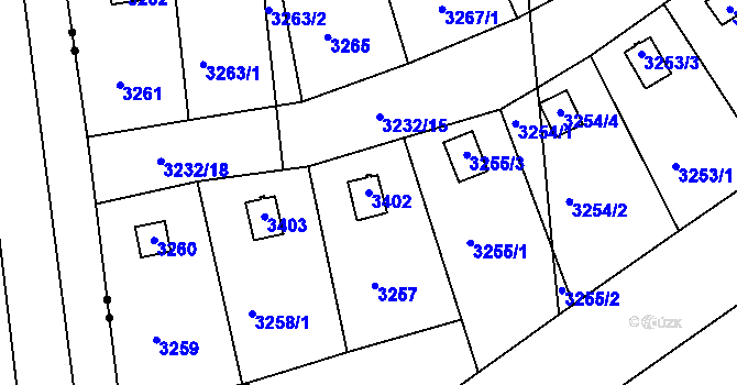Parcela st. 3402 v KÚ Rychnov nad Kněžnou, Katastrální mapa
