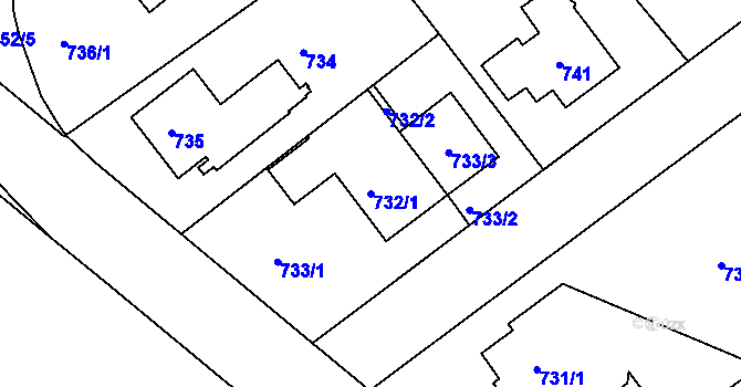 Parcela st. 732/1 v KÚ Rychnov nad Kněžnou, Katastrální mapa