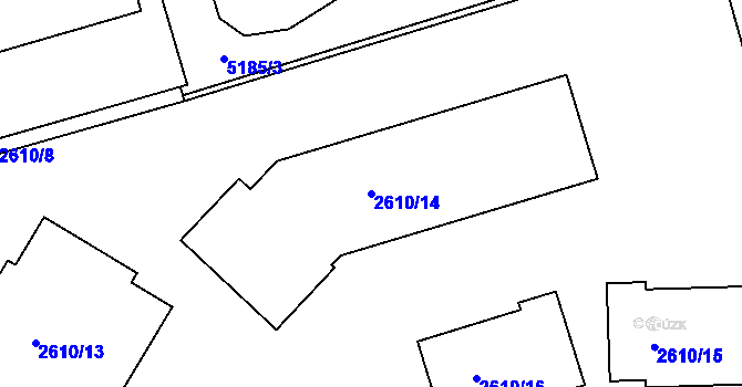 Parcela st. 2610/14 v KÚ Rychnov nad Kněžnou, Katastrální mapa