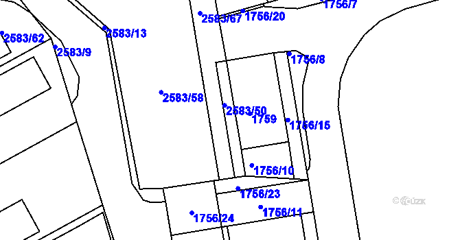 Parcela st. 2583/50 v KÚ Rychnov nad Kněžnou, Katastrální mapa