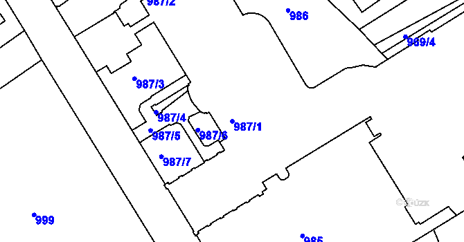 Parcela st. 987/1 v KÚ Rychnov nad Kněžnou, Katastrální mapa