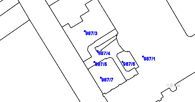 Parcela st. 987/4 v KÚ Rychnov nad Kněžnou, Katastrální mapa