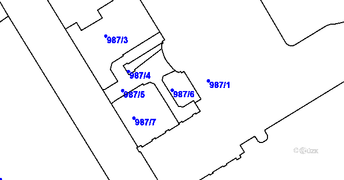 Parcela st. 987/6 v KÚ Rychnov nad Kněžnou, Katastrální mapa