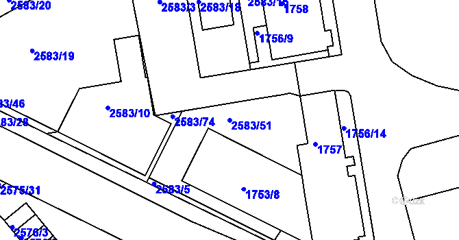 Parcela st. 2583/51 v KÚ Rychnov nad Kněžnou, Katastrální mapa