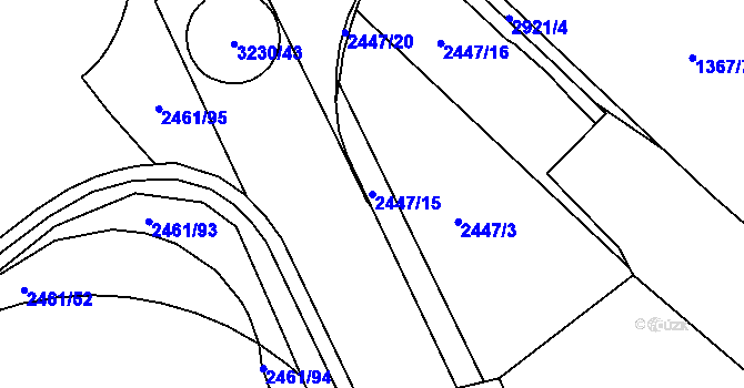 Parcela st. 2447/15 v KÚ Rychnov nad Kněžnou, Katastrální mapa