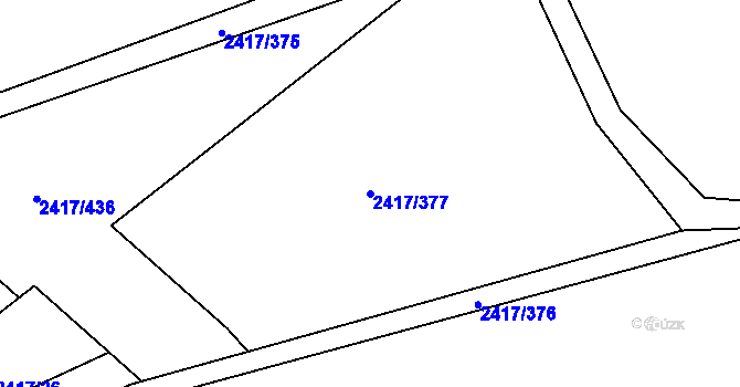 Parcela st. 2417/377 v KÚ Rychnov nad Kněžnou, Katastrální mapa