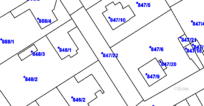 Parcela st. 847/22 v KÚ Rychnov nad Kněžnou, Katastrální mapa