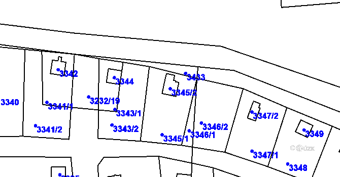 Parcela st. 3345/2 v KÚ Rychnov nad Kněžnou, Katastrální mapa